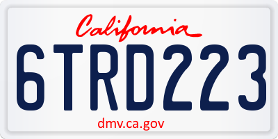 CA license plate 6TRD223