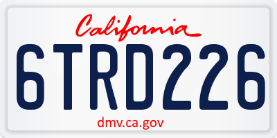 CA license plate 6TRD226