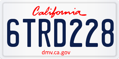 CA license plate 6TRD228