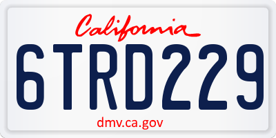 CA license plate 6TRD229