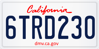 CA license plate 6TRD230