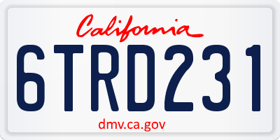 CA license plate 6TRD231