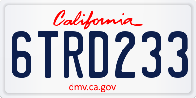 CA license plate 6TRD233