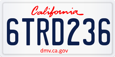 CA license plate 6TRD236