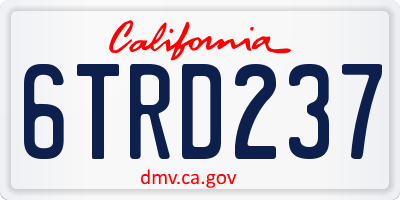 CA license plate 6TRD237