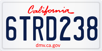 CA license plate 6TRD238
