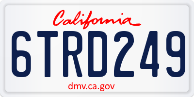 CA license plate 6TRD249