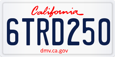 CA license plate 6TRD250