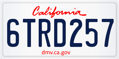 CA license plate 6TRD257