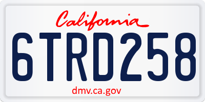 CA license plate 6TRD258