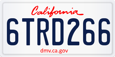 CA license plate 6TRD266