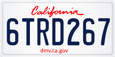 CA license plate 6TRD267