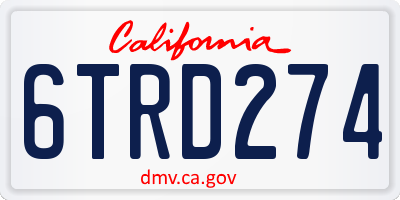 CA license plate 6TRD274