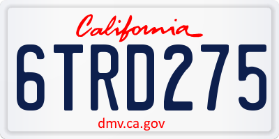 CA license plate 6TRD275