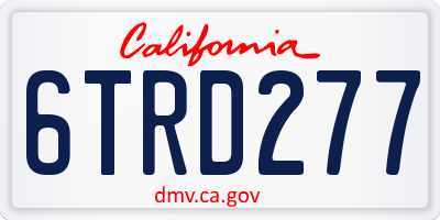 CA license plate 6TRD277