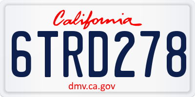 CA license plate 6TRD278