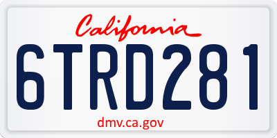 CA license plate 6TRD281