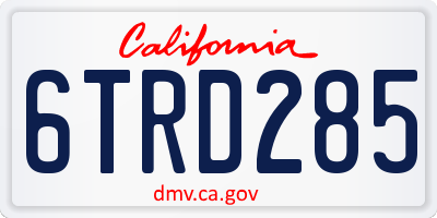 CA license plate 6TRD285