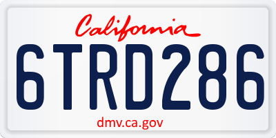 CA license plate 6TRD286