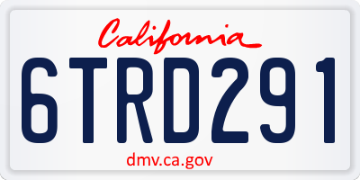 CA license plate 6TRD291