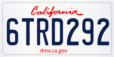 CA license plate 6TRD292