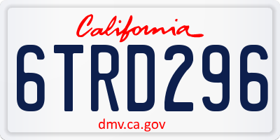 CA license plate 6TRD296