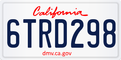CA license plate 6TRD298
