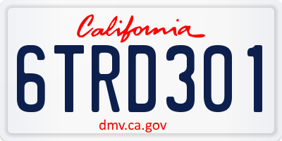 CA license plate 6TRD301