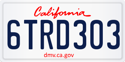 CA license plate 6TRD303