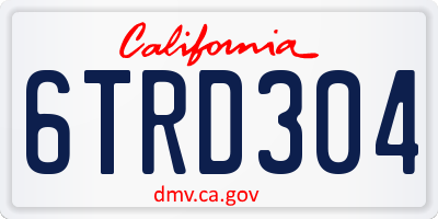 CA license plate 6TRD304