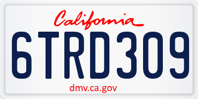 CA license plate 6TRD309