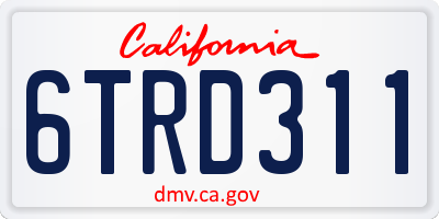 CA license plate 6TRD311