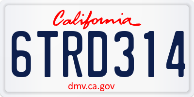 CA license plate 6TRD314