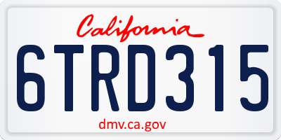CA license plate 6TRD315
