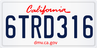 CA license plate 6TRD316