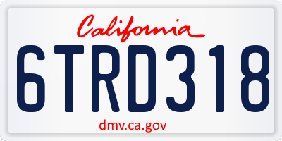 CA license plate 6TRD318