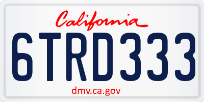 CA license plate 6TRD333