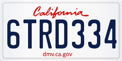 CA license plate 6TRD334