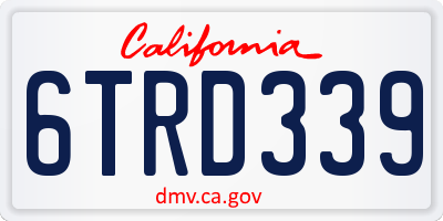 CA license plate 6TRD339