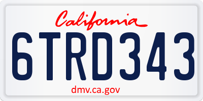 CA license plate 6TRD343