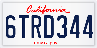 CA license plate 6TRD344