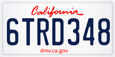 CA license plate 6TRD348