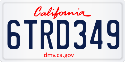 CA license plate 6TRD349