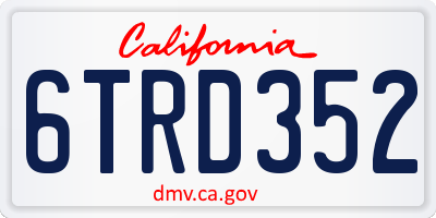 CA license plate 6TRD352