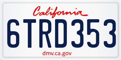 CA license plate 6TRD353