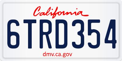 CA license plate 6TRD354