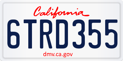 CA license plate 6TRD355