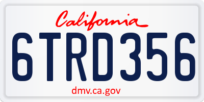 CA license plate 6TRD356