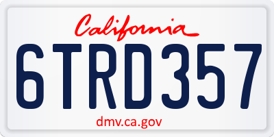 CA license plate 6TRD357