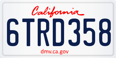 CA license plate 6TRD358